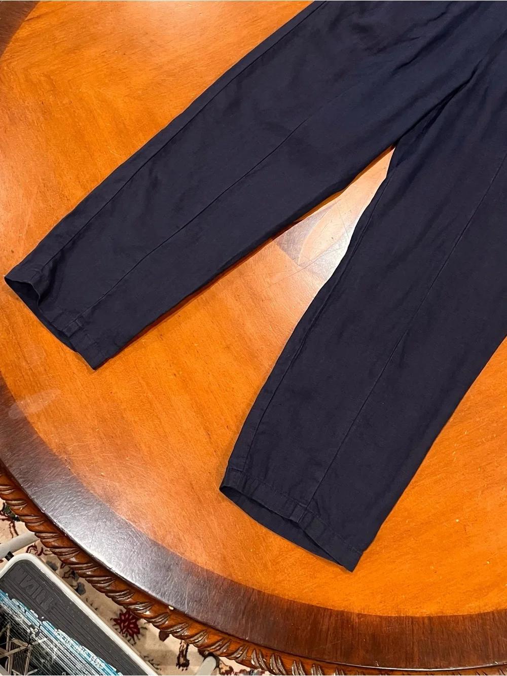 Quince Women’s 100% European Linen Flax Pull-On Pant Medium Navy Relaxed Fit